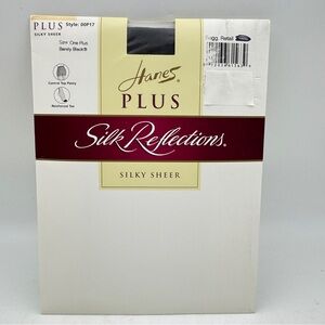 Hanes Silky Sheer Control Top Pantyhose Size One Plus Stockings Barely Black